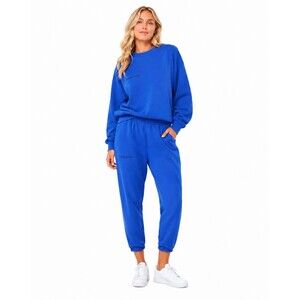 PANGAIA 365 Organic Cotton Fleece Sweatsuit Tracksuit Jogger Set Women’s L Blue